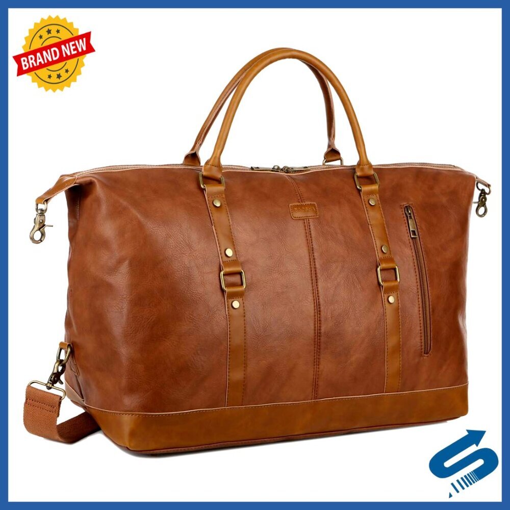 Large Vegan Leather Weekender Duffel Bag with Detachable Strap Travel Tote